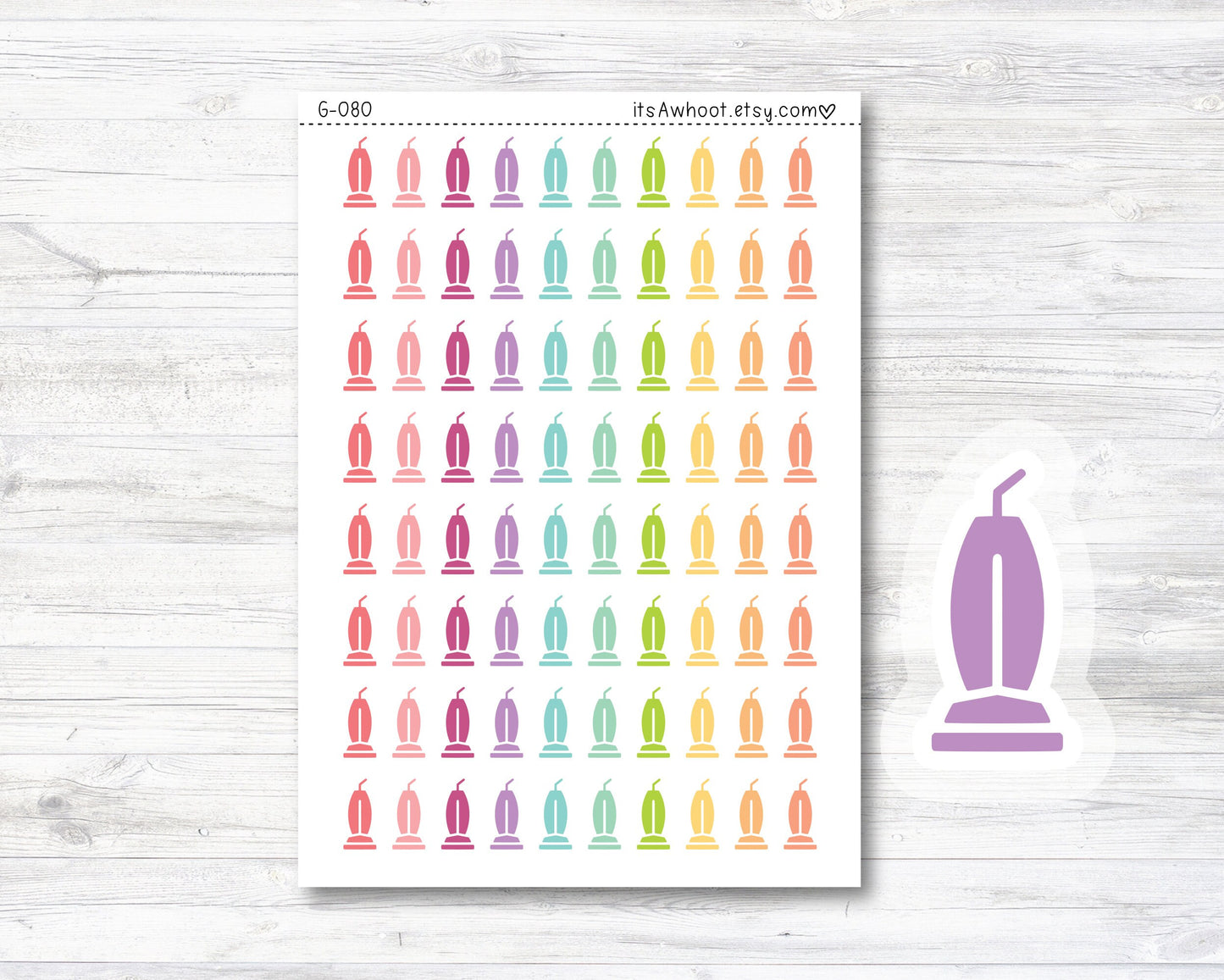 Vacuum Planner Stickers - Rainbow  (G080)