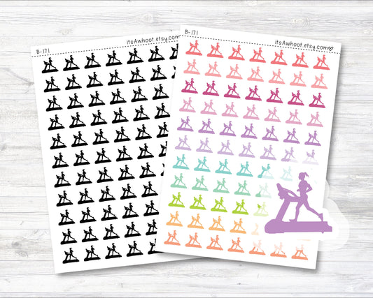 Treadmill Planner Stickers - Treadmill Girl Icon - Rainbow (B171)