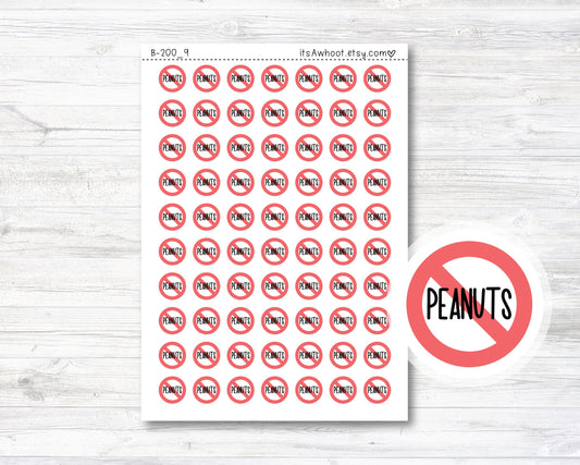 No Peanuts Planner Stickers, No Peanuts Sticker (B200_9)
