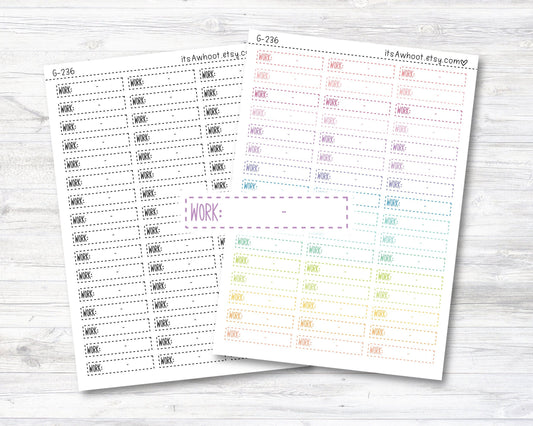 Work Planner Stickers, Work Schedule Stickers, Work Schedule Label (G236)