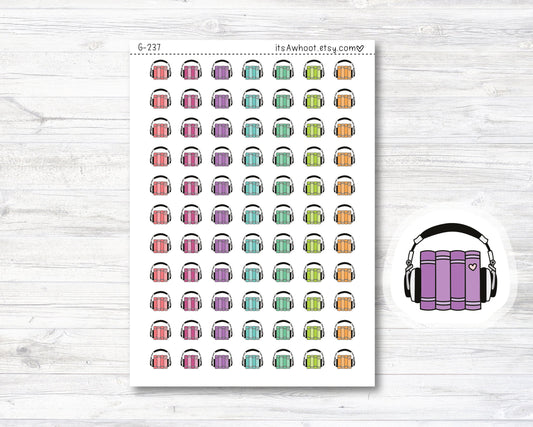 Audio Book / Read Planner Stickers, Audio Book / Read icon Stickers, Doodle Audio Book Stickers - .5" (G237)