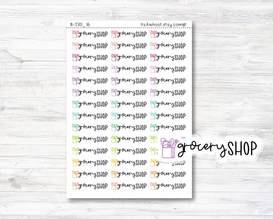 Grocery Shop Script Stickers, Grocery Shop Planner Stickers, Grocery Shop with Grocery Bag Icon Stickers (B230_16)