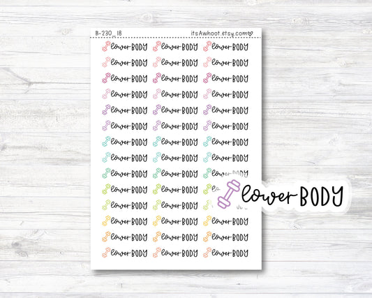 Lower Body Script Stickers, Lower Body Planner Stickers, Lower Body with Dumbbell Icon Stickers (B230_18)