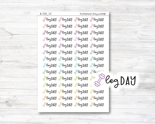 Leg Day Script Stickers, Leg Day Planner Stickers, Leg Day with Dumbbell Icon Stickers (B230_22)