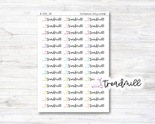 Treadmill Script Stickers, Treadmill Planner Stickers, Treadmill with Icon Stickers (B230_28)