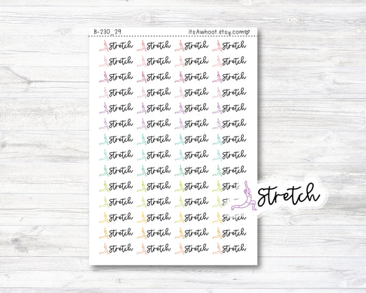 Stretch Script Stickers, Stretch Planner Stickers, Stretch with Icon Stickers (B230_29)