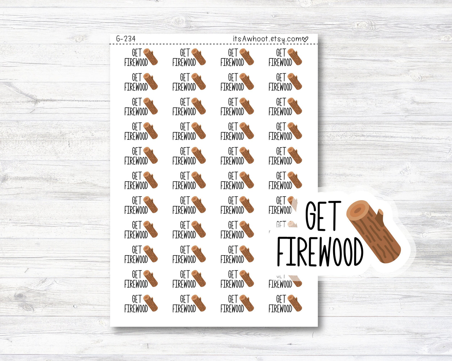 Get Firewood Script Planner Stickers (G234)