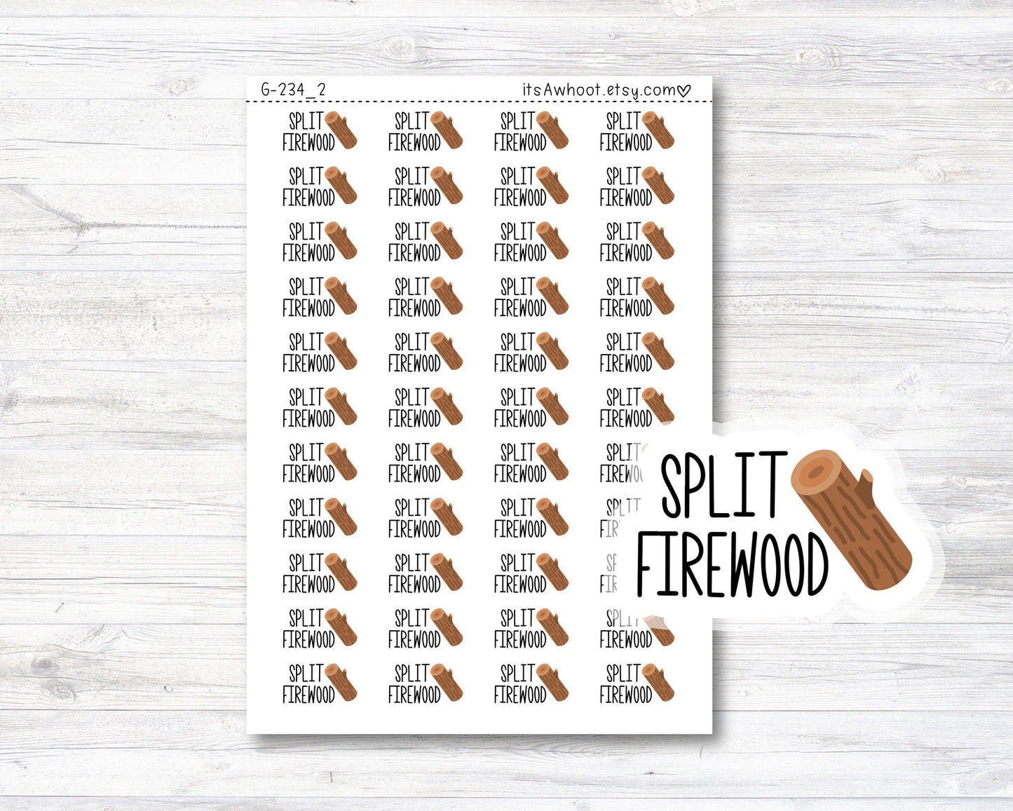 Split Firewood Script Planner Stickers (G234_2)