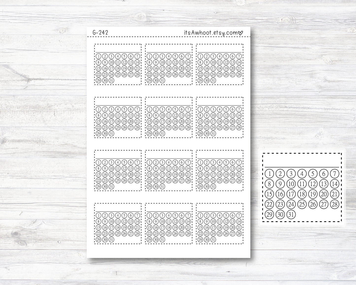 Monthly Habit Tracker Planner Stickers - with Dates (G242)