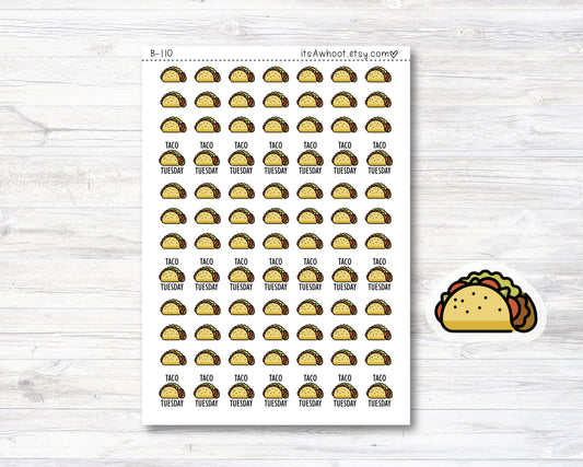 Taco Stickers, Taco Icon Planner Stickers, Taco Tuesday Stickers (B110)