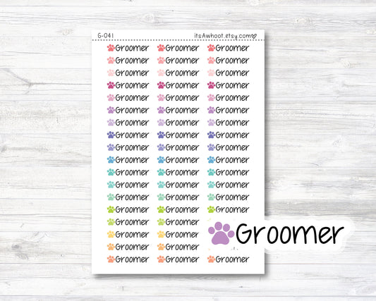 Groomer Planner Stickers - Rainbow Color Paw Print (G041)