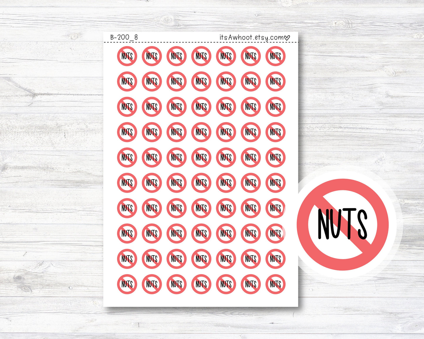 No Nuts Planner Stickers, No Nuts Sticker (B200_8)