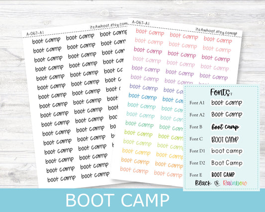 BOOT CAMP Script Planner Stickers - Multiple Fonts/Colors Available (A067)