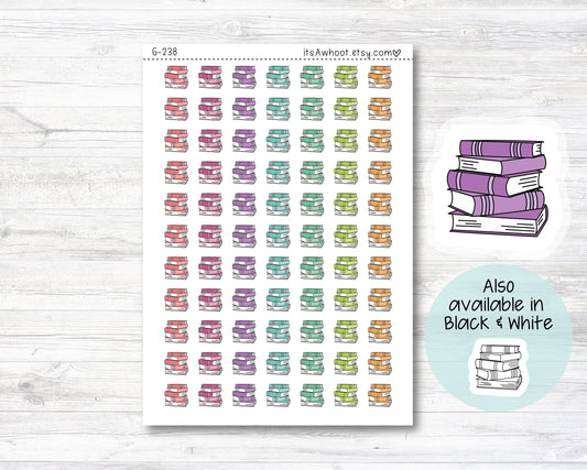 Book Stack icon Stickers, Book Stack / Read Planner Stickers, Doodle Book Stack Stickers - .5" (G238)