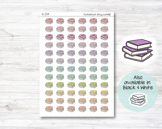 Book Stack icon Stickers, Book Stack / Read Planner Stickers, Doodle Book Stack Stickers - Short Stack .5" (G239)