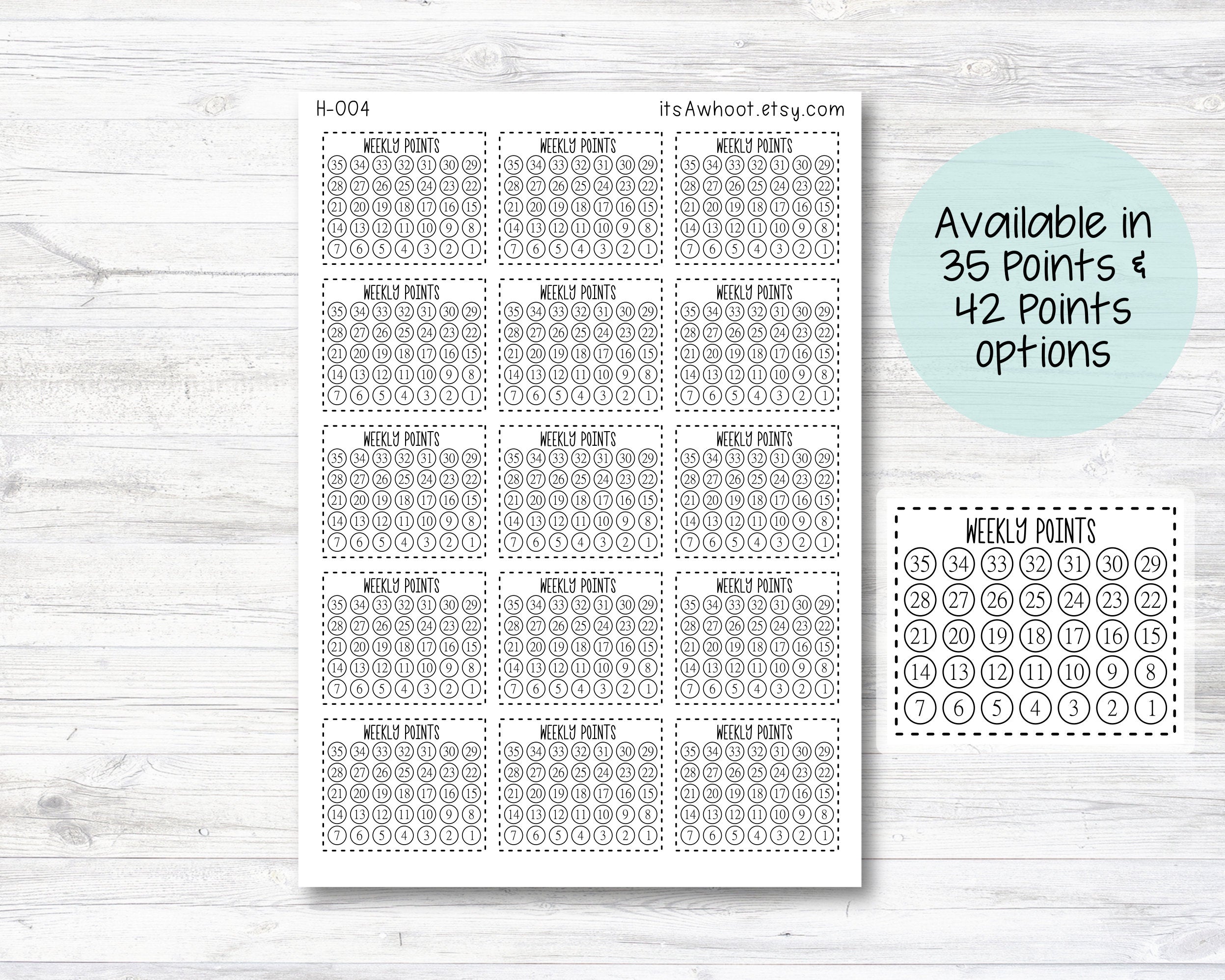 Weekly Points Tracker Stickers (H004) – itsAwhoot