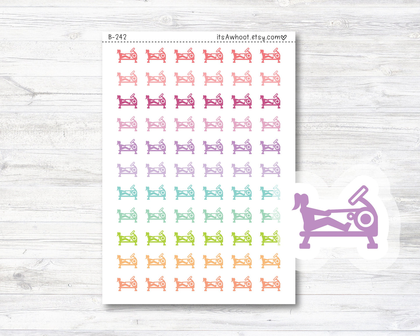 Rowing Machine Planner Stickers, Indoor Rowing Stickers, Rowing Icon Stickers (B242)