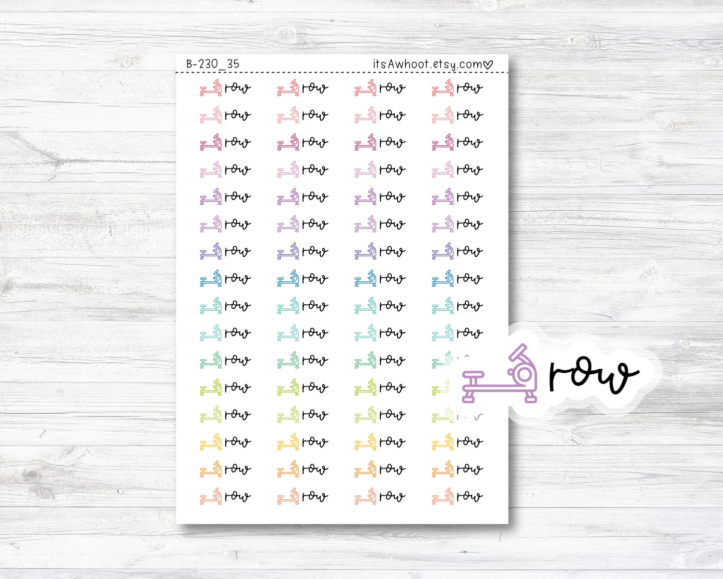 Row Script Stickers, Rowing Machine Planner Stickers (B230_35)