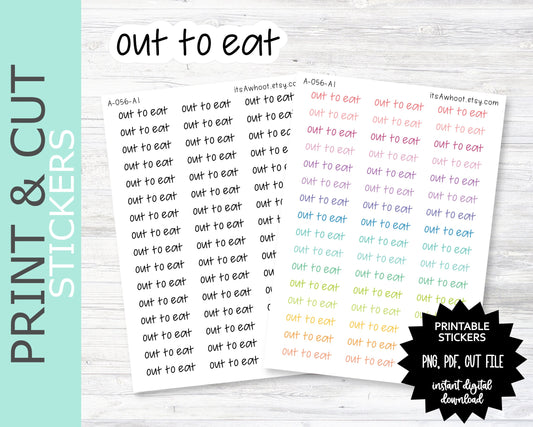 Out to Eat Script PRINT & CUT Planner Stickers (A056PC)