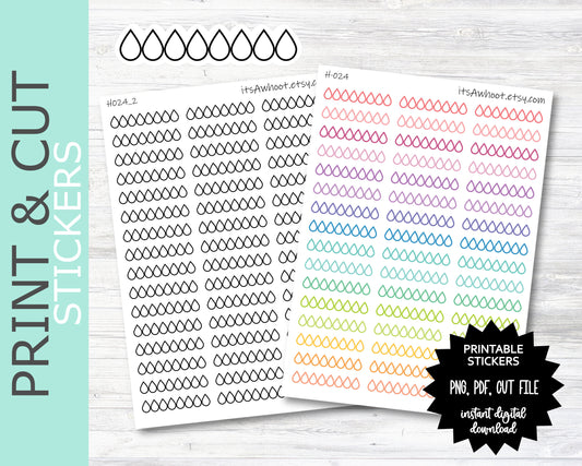 Water Tracker PRINT & CUT Planner Stickers (H024PC)