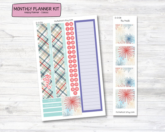 MONTHLY Kit Planner Stickers - JULY "'Merica" - Happy Planner CLASSIC (D012)
