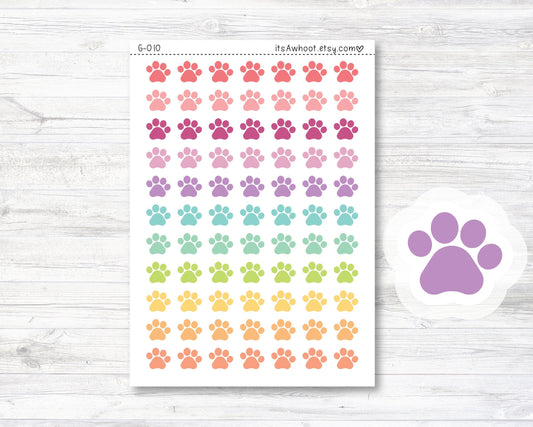 Paw Print Planner Stickers - Rainbow (G010)