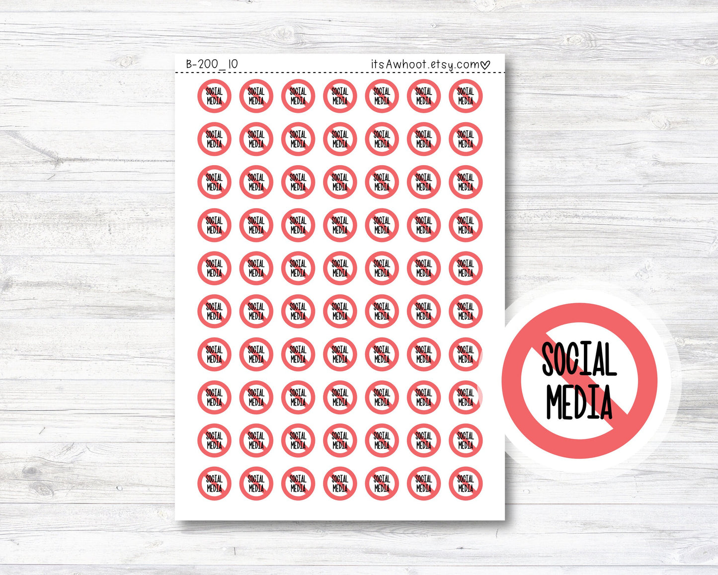 No Social Media Planner Stickers, No Social Media Sticker (B200_10)