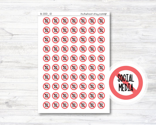 No Social Media Planner Stickers, No Social Media Sticker (B200_10)