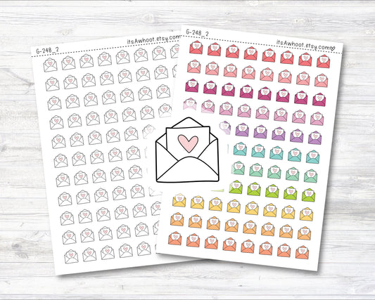 Happy Mail Stickers, Envelope Icon Planner Stickers, Doodle Envelope Stickers (G248_2)