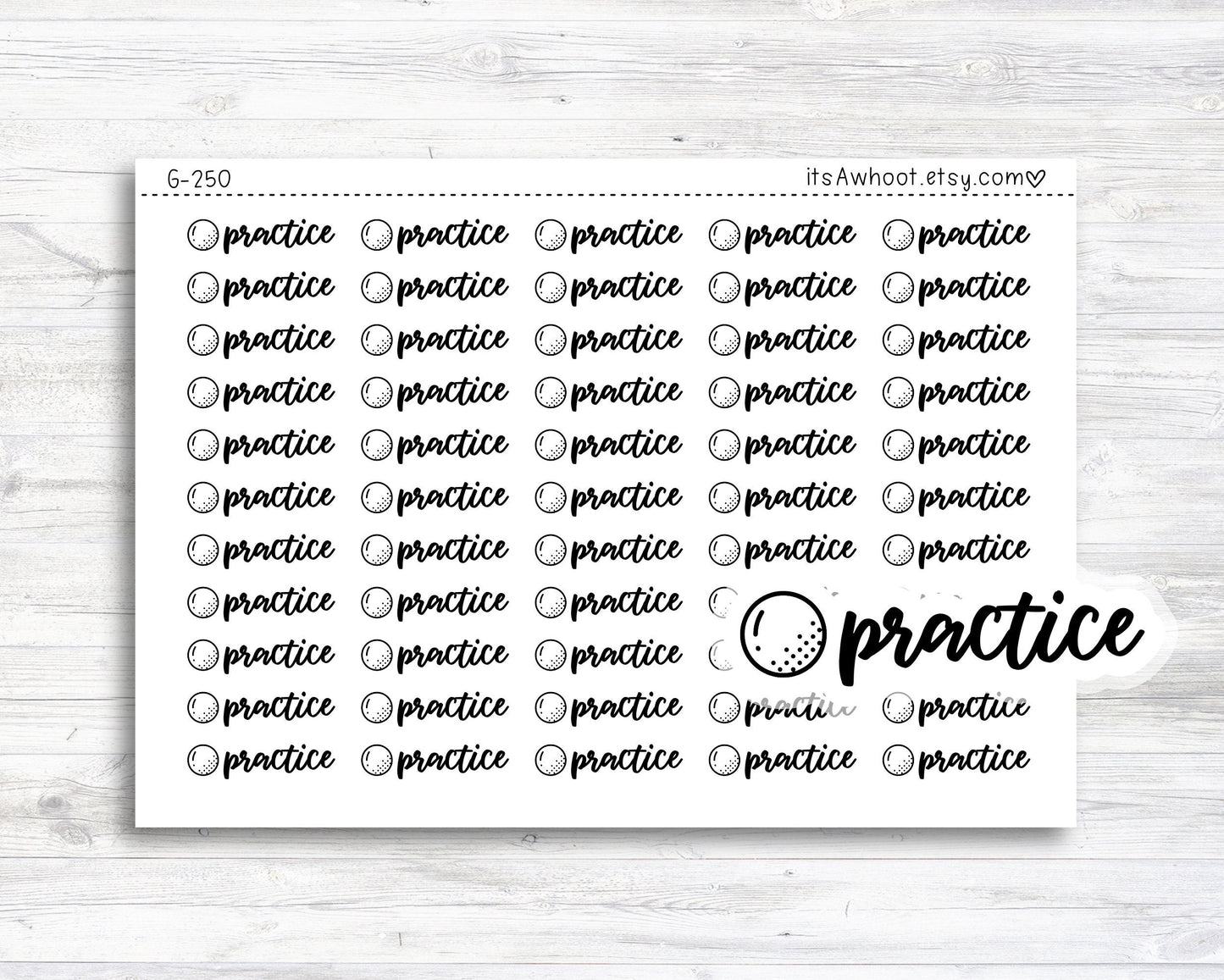 Golf Practice Planner Stickers (G250)