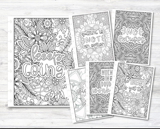 Inspirational Coloring Pages Happy Planner Inserts - Classic Size - Set of 6 (O-007-O-012)