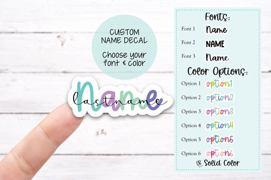Personalized Name & Last Name Decal, Custom Name Sticker with Your Custom Text (I016_2)