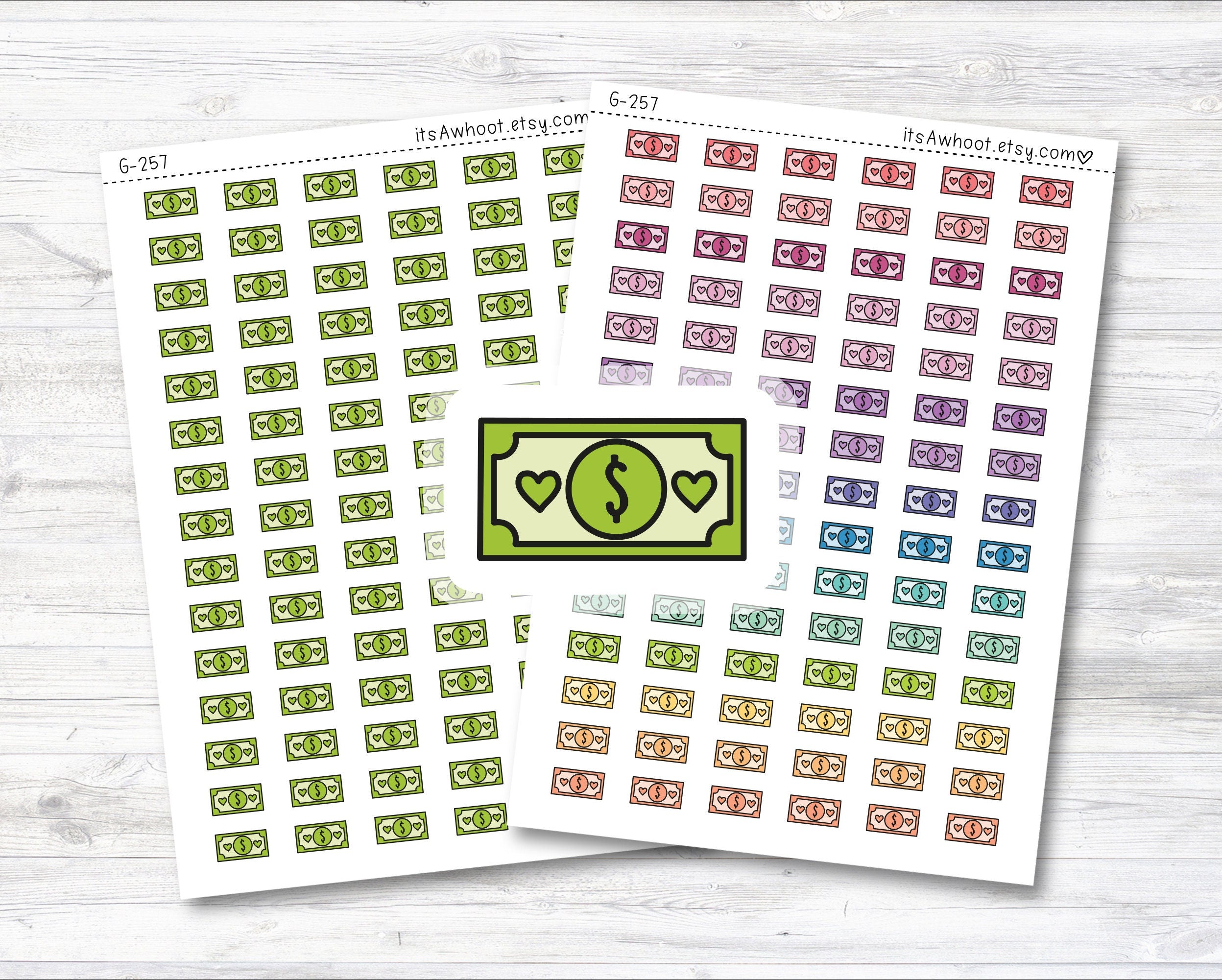 Money Stickers, Money Icon Planner Stickers, Doodle Money Stickers (G2 ...
