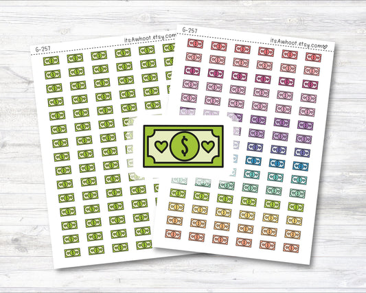 Money Stickers, Money Icon Planner Stickers, Doodle Money Stickers (G257)