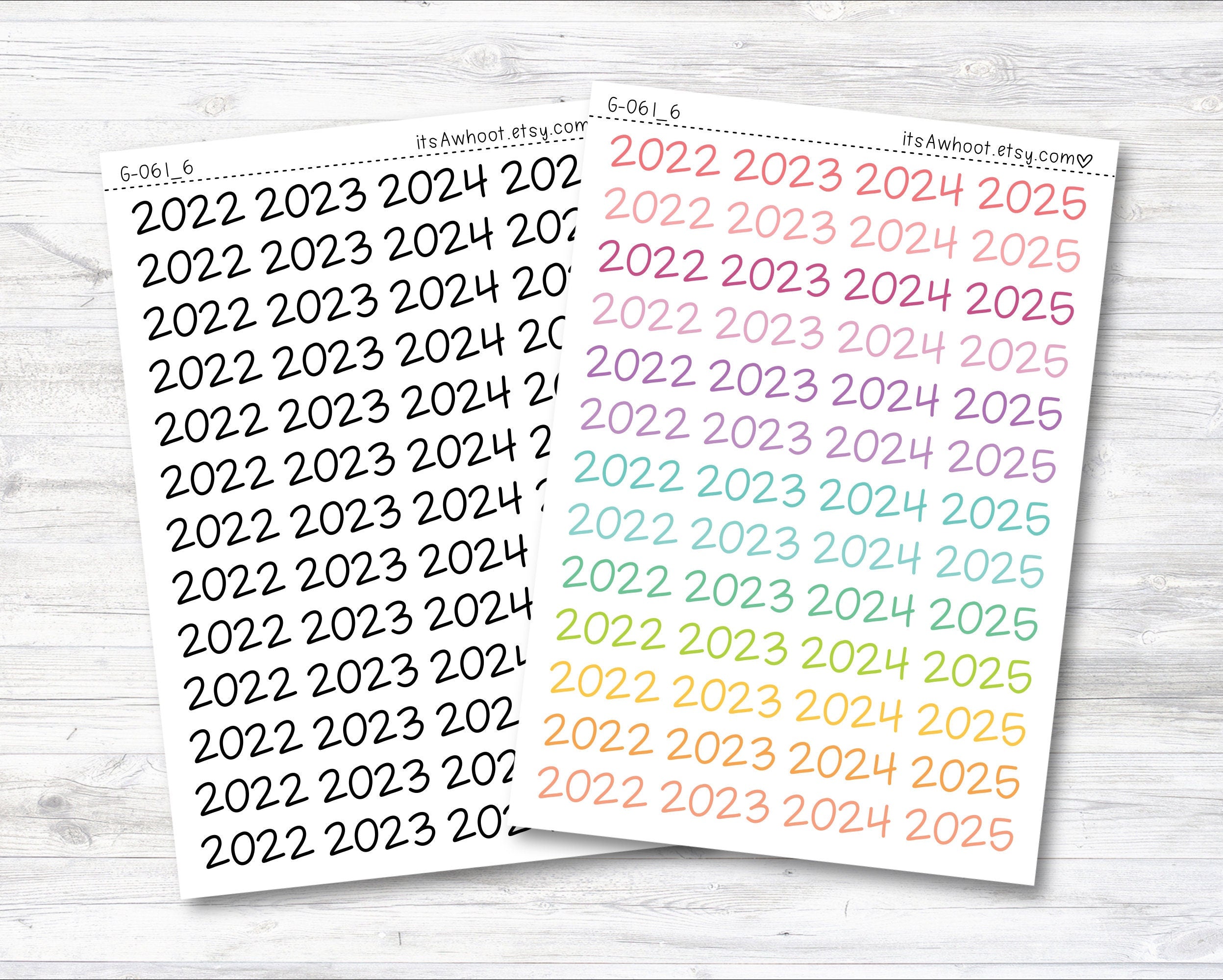 Year Script Planner Stickers - 2022-2025 / 2022, 2023, 2024, 2025 Stic ...