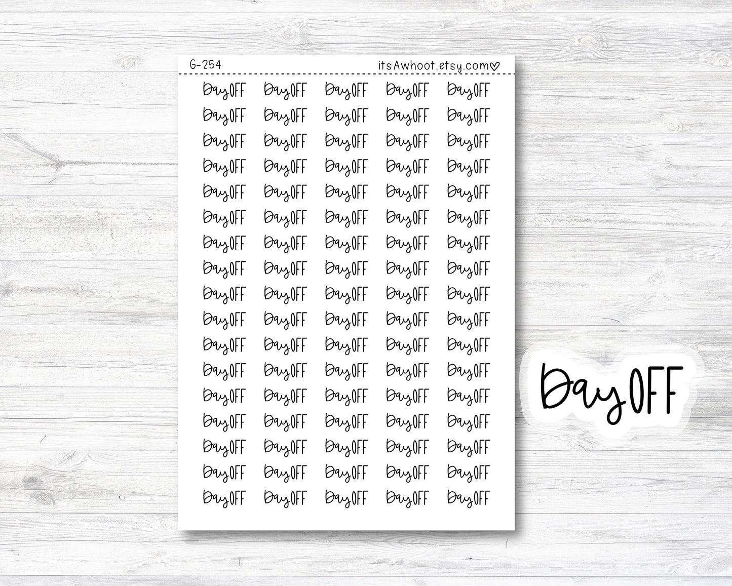 DAY OFF Stickers, Day Off Script Planner Stickers, Day Off Mixed Script Stickers (G254)