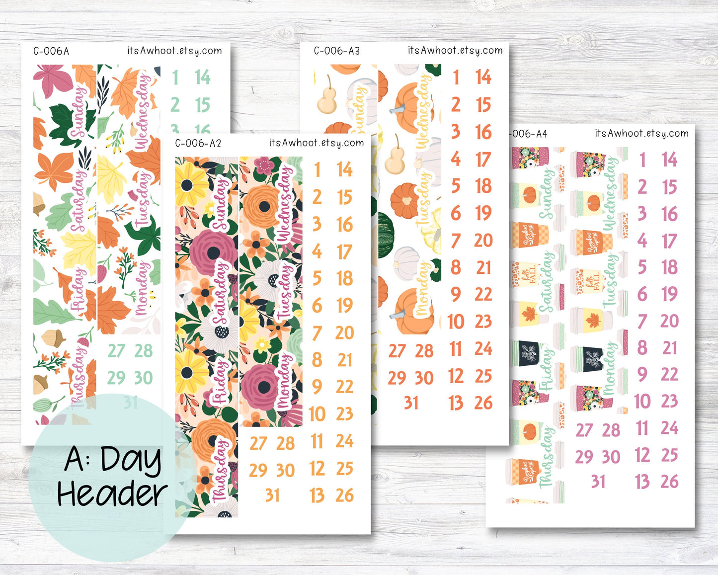 WEEKLY Kit Planner Stickers - "Pumpkin Spice" - Happy Planner CLASSIC - Vertical (C006)