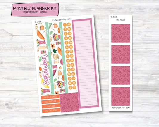 MONTHLY Kit Planner Stickers - SEPTEMBER "Pumpkin Spice" - Happy Planner CLASSIC (D016)