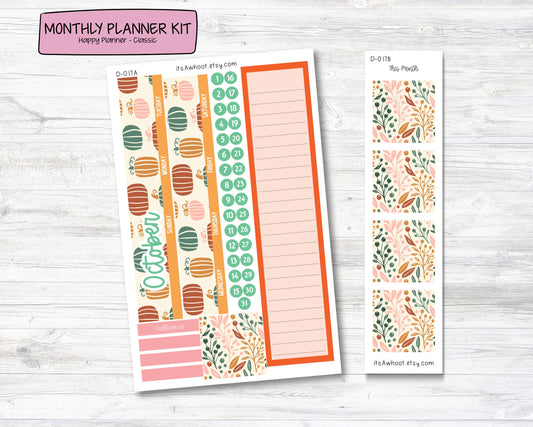 MONTHLY Kit Planner Stickers - OCTOBER "Boho Fall" - Happy Planner CLASSIC (D017)