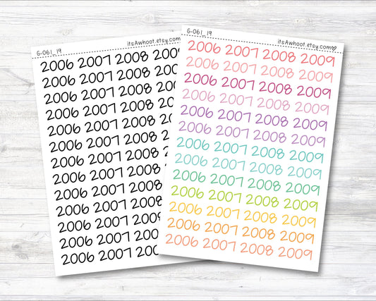 Year Script Planner Stickers - 2006-2009/ 2006, 2007, 2008, 2009 Stickers (G061_19)