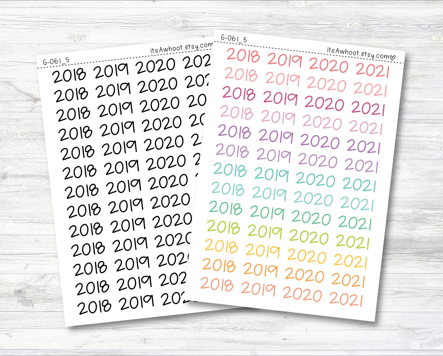Year Script Planner Stickers - 2018-2021 / 2018, 2018, 2020, 2021 Stickers (G061_5)