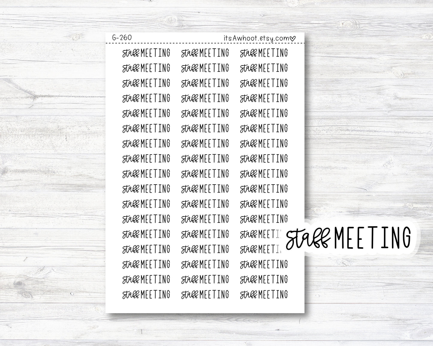 STAFF MEETING Stickers, Staff Meeting Script Planner Stickers, Staff Meeting Mixed Script Stickers (G260)