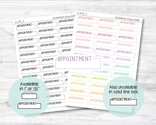 APPOINTMENT Quarter Box Label Planner Stickers - One Inch or 1.5" Inch (G219_2)
