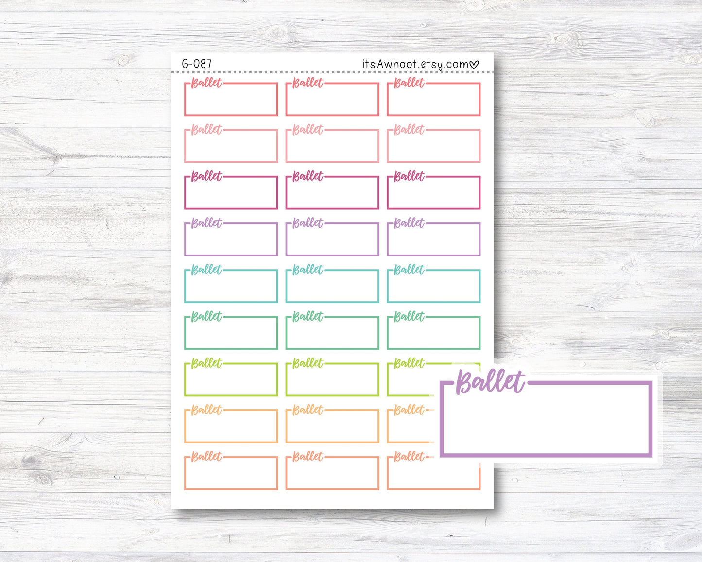 Ballet Quarter Box Label Planner Stickers, Ballet Stickers, Ballet Planner Stickers (G087)