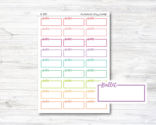 Ballet Quarter Box Label Planner Stickers, Ballet Stickers, Ballet Planner Stickers (G087)