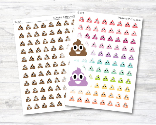 Poop Icon Stickers, Poop Planner Sticker (G109)