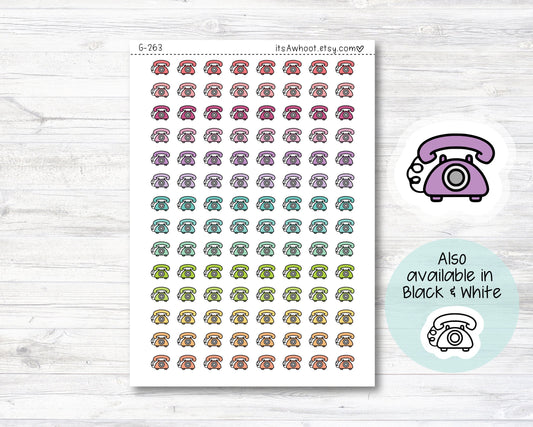Phone icon Stickers, Phone Call Planner Stickers, Phone Doodle Stickers (G263)