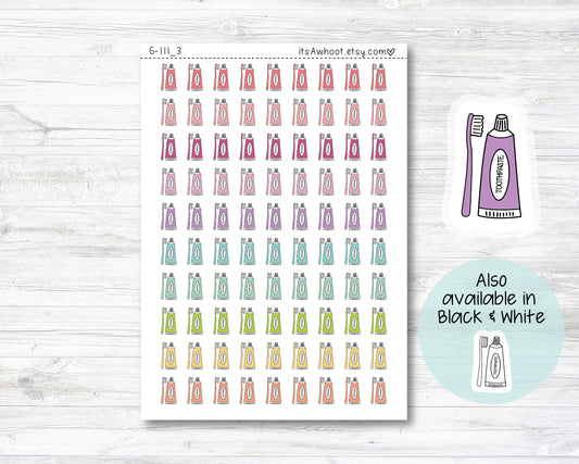 Toothbrush/Toothpaste icon Stickers, Toothbrush/Toothpaste Planner Stickers, Toothbrush & Toothpaste Doodle Stickers (G111_3)
