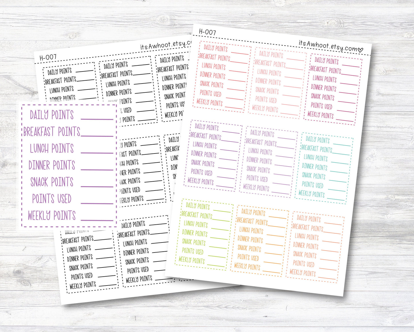 Points Tracking Stickers, Daily Points Tracking Planner Stickers (H007)