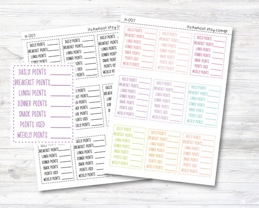 Points Tracking Stickers, Daily Points Tracking Planner Stickers (H007)